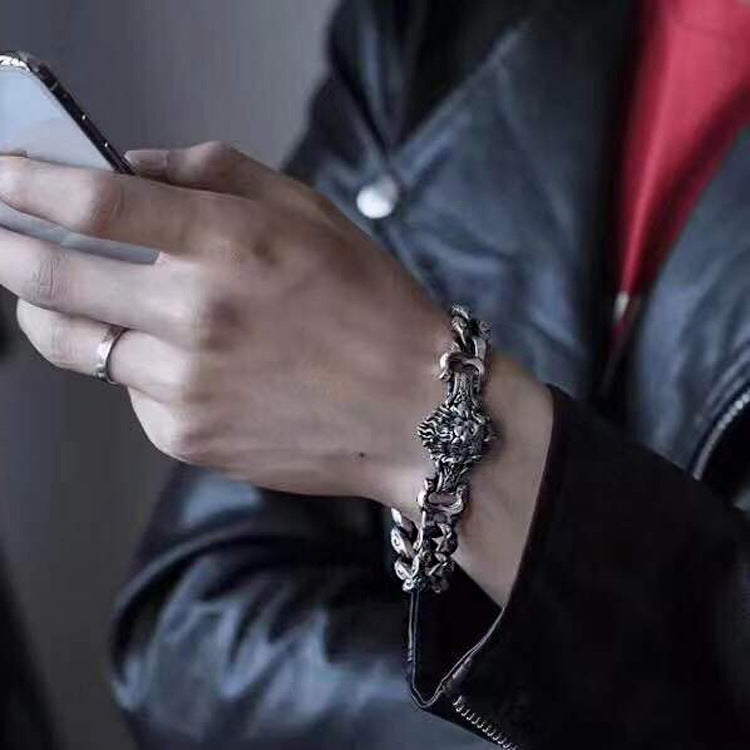 Thai Silver Aggressive Men's Bracelet Pattern
