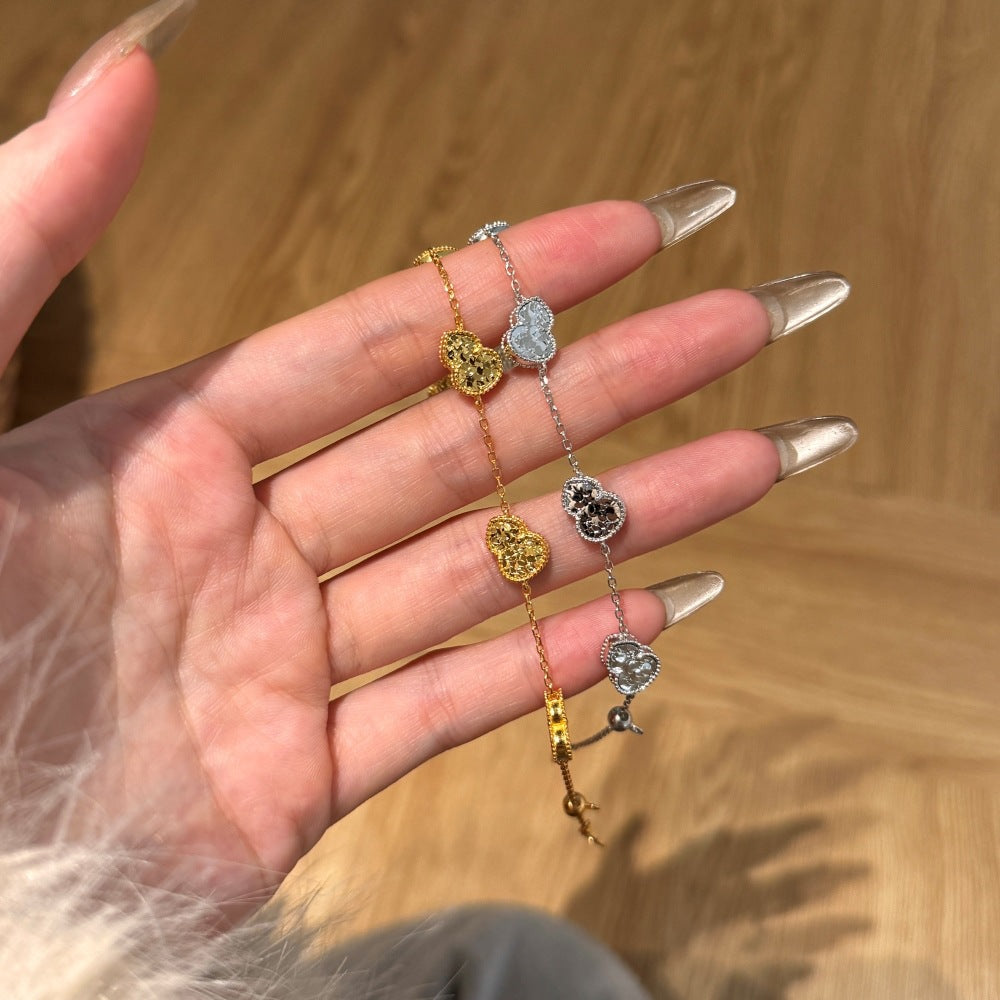 Niche 5 Fu Gourd Trendy Ancient Craft Fine Sterling Silver Bracelet