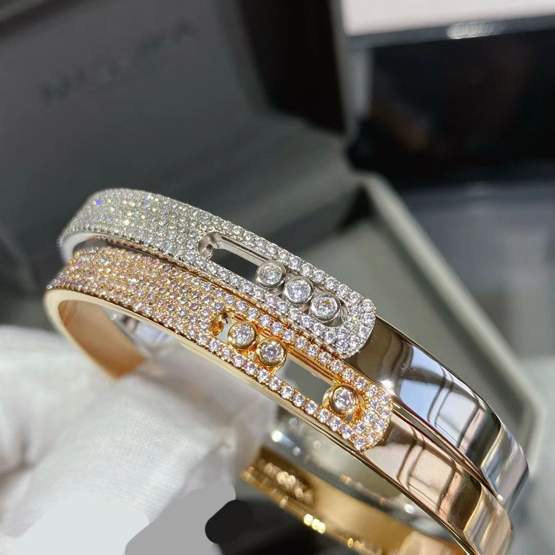 Light Luxury Mobile Sliding Three Diamond Diamond-encrusted Bracelet Female