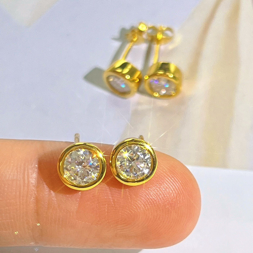 Mozanite Solitaire Stud Earrings For Women