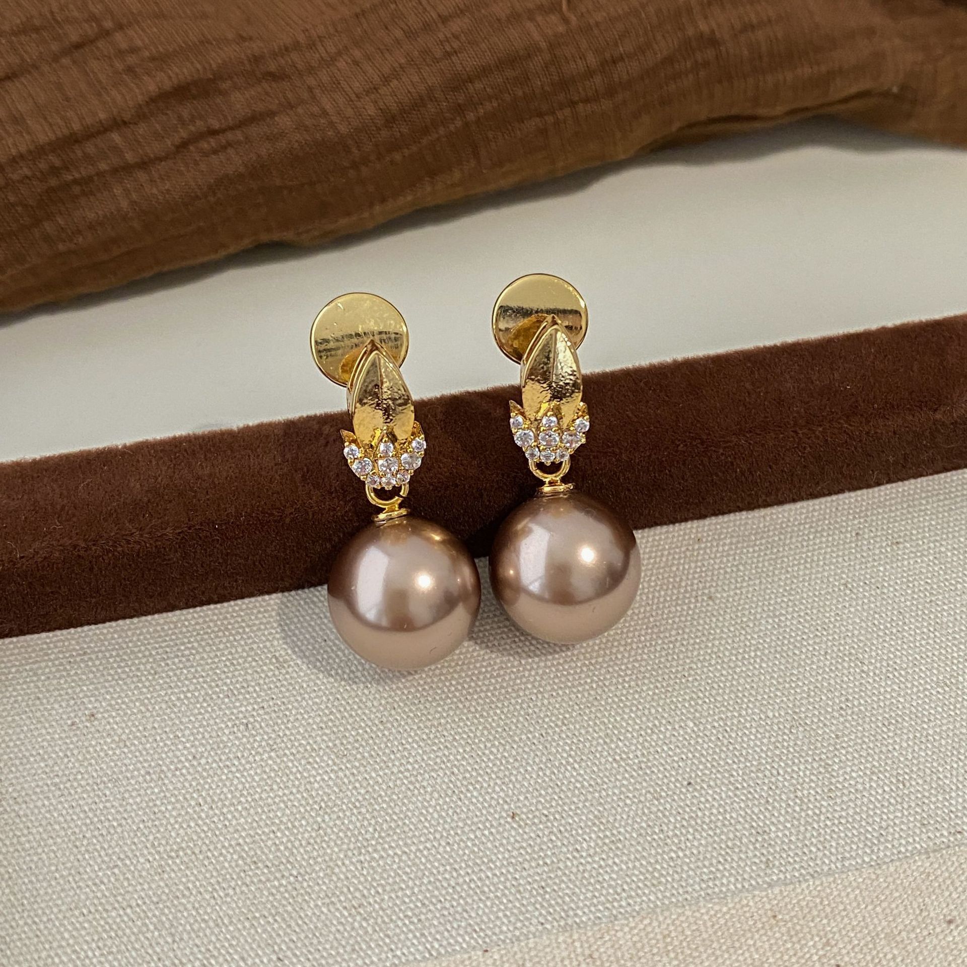 Champagne Pearl Earrings For Women