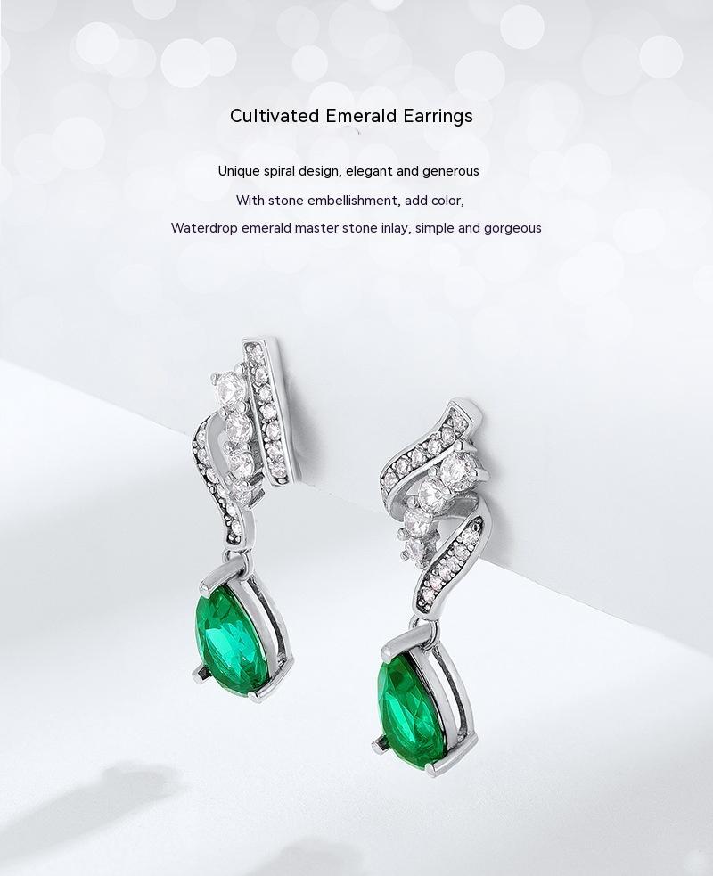 S925 Silver Emerald Earrings For Women