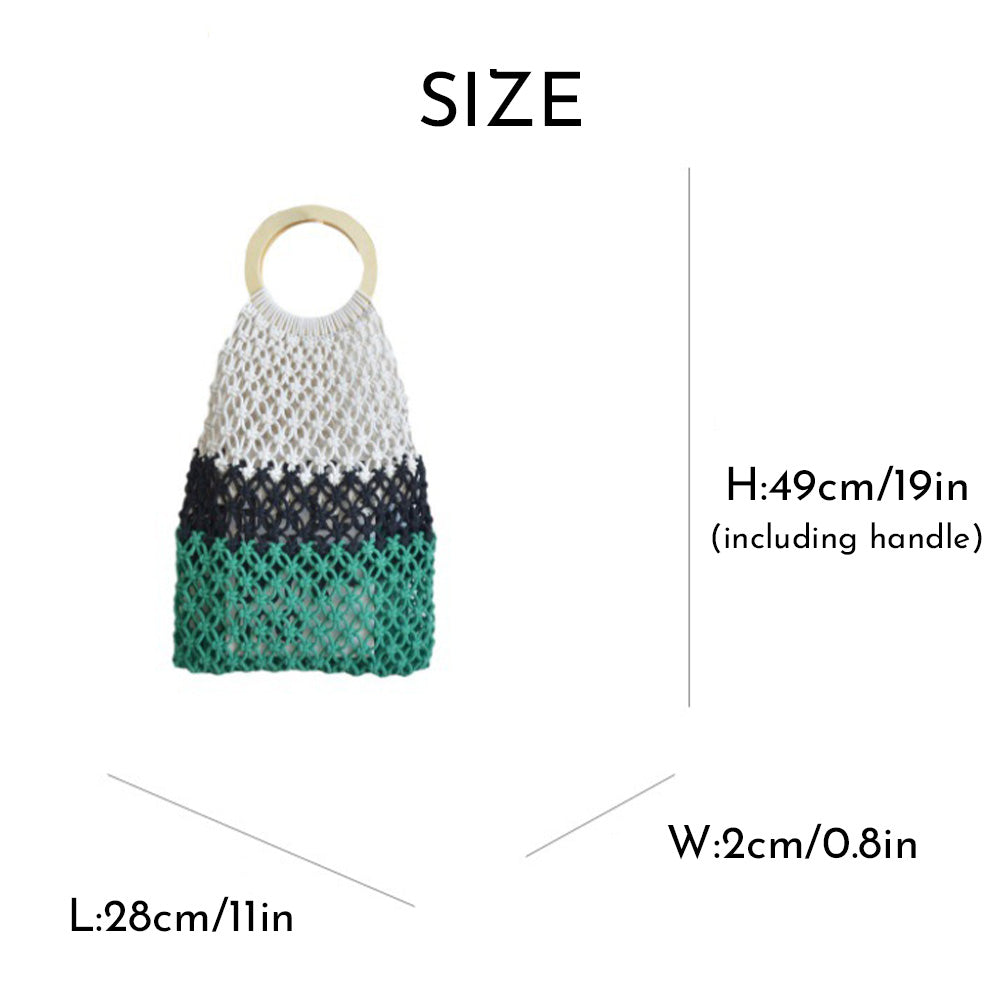 New Coarse Cotton Rope Woven Bag Handbags Women Fashion Casual Vacation Beach Tote Bag Simple Straw Shoulder Bags Summer Personality Sense Of Luxury Simple Small Tote For Women