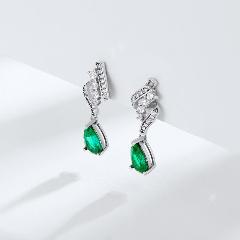 S925 Silver Emerald Earrings For Women