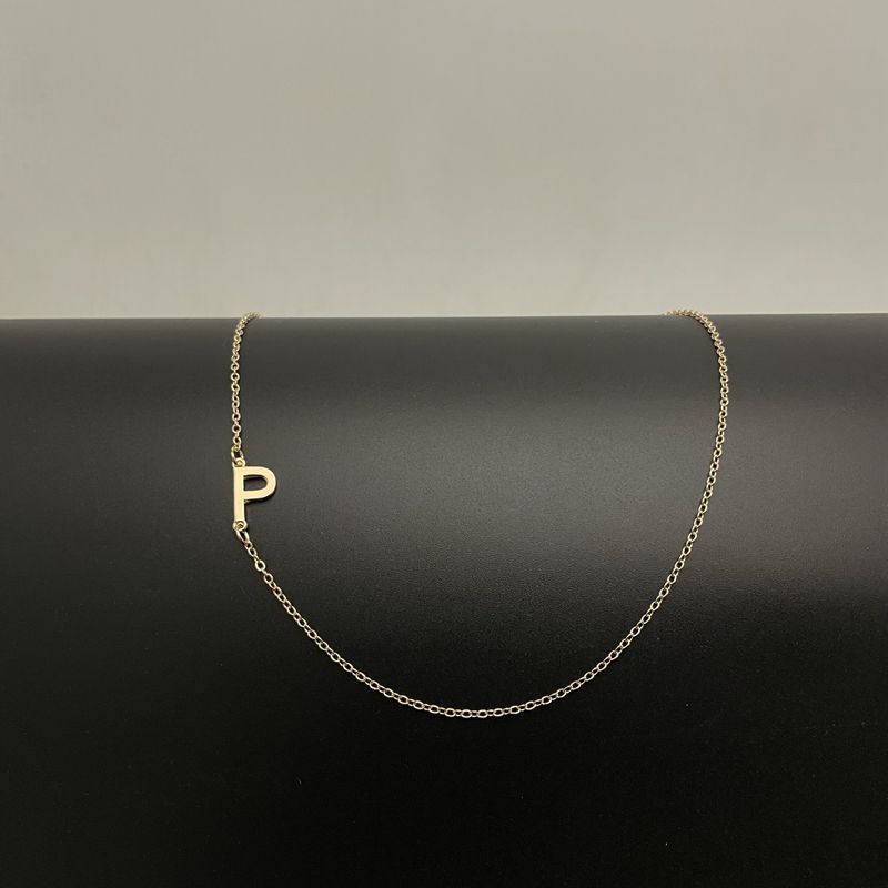 Initial Necklaces For Women, Dainty Gold Letter Necklace 14k Gold Plated Sideways Initial Necklace Cute Name Simple Choker Necklaces For Women Trendy Jewelry Gifts