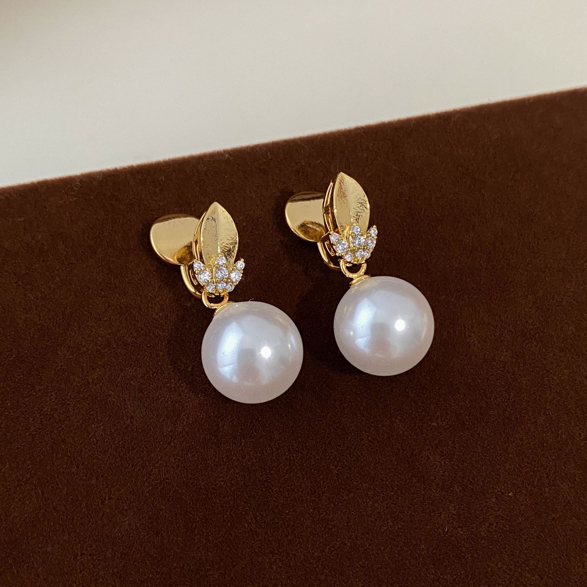 Champagne Pearl Earrings For Women
