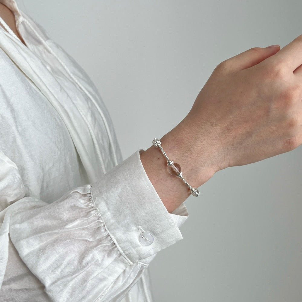 S925 Sterling Silver Bracelet For Women White Crystal