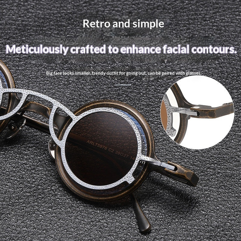Pure Titanium Small Round-Frame Sunglasses Retro Stylish Shades For Women