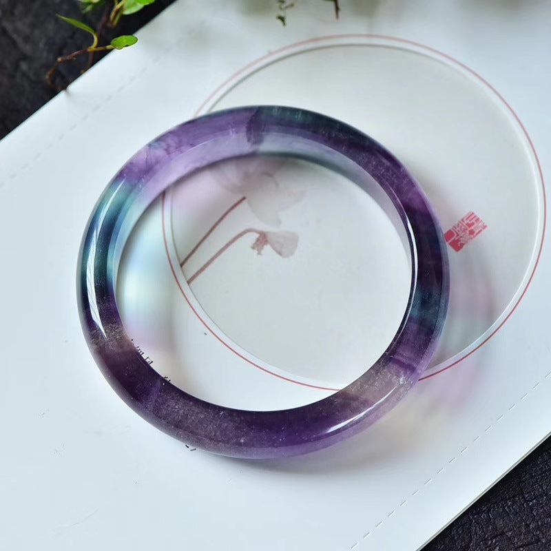 Natural Color Fluorite Bracelet  Iridescence Thousand Layer Pattern Ice Field Stone Amethyst Round Bracelet