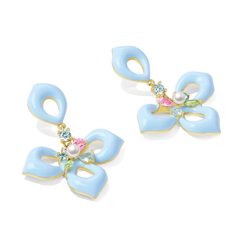 Blue Flower Earrings For Women