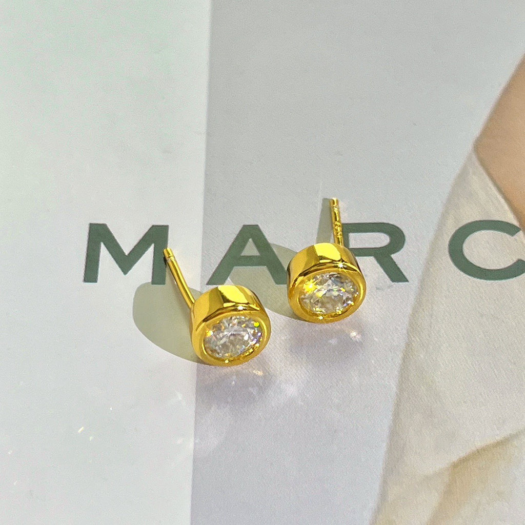 Mozanite Solitaire Stud Earrings For Women