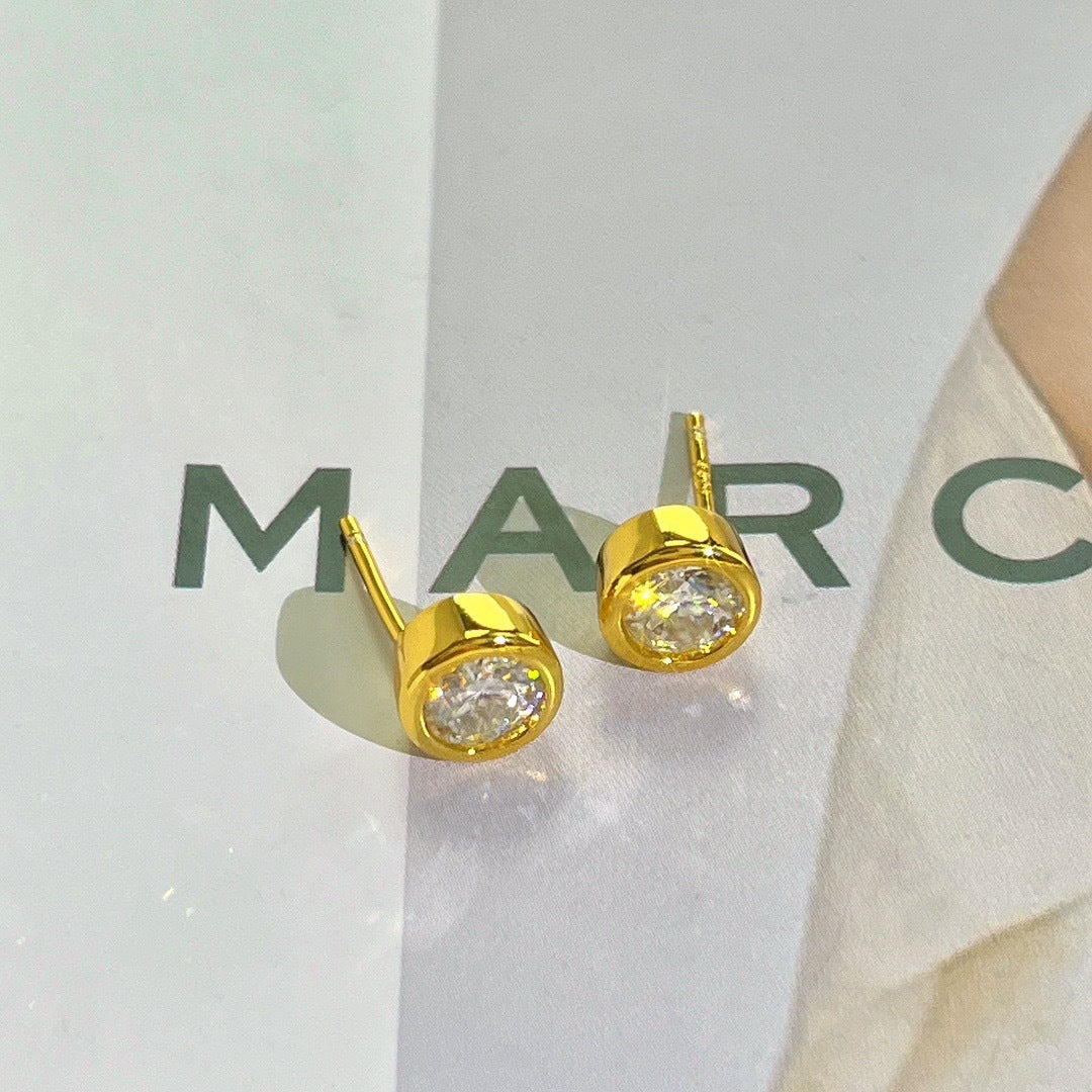 Mozanite Solitaire Stud Earrings For Women