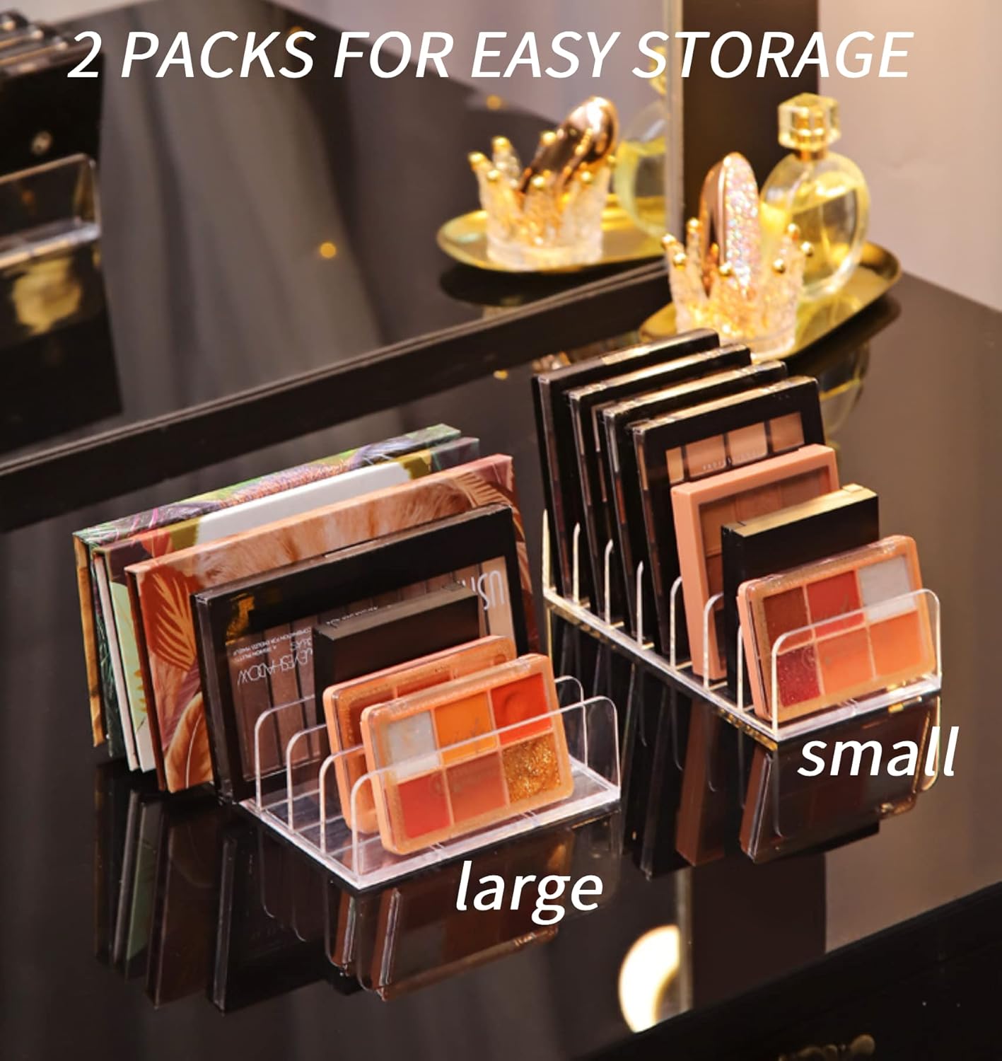 Acrylic Eyeshadow Palette Organizer - 7-Section Cosmetic Storage Box For Makeup, Sunglasses & Blush Kits 2 Sizes, Clear