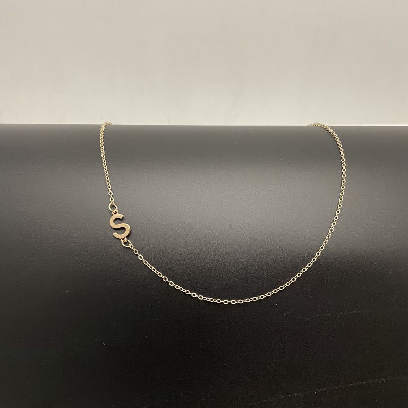 Initial Necklaces For Women, Dainty Gold Letter Necklace 14k Gold Plated Sideways Initial Necklace Cute Name Simple Choker Necklaces For Women Trendy Jewelry Gifts