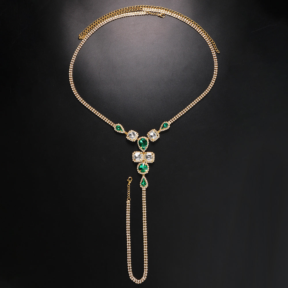 Nightclub Rhinestone Body Chains Lady Sexy Lvzuan Drop-shaped T-back