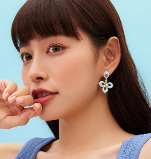 Blue Flower Earrings For Women