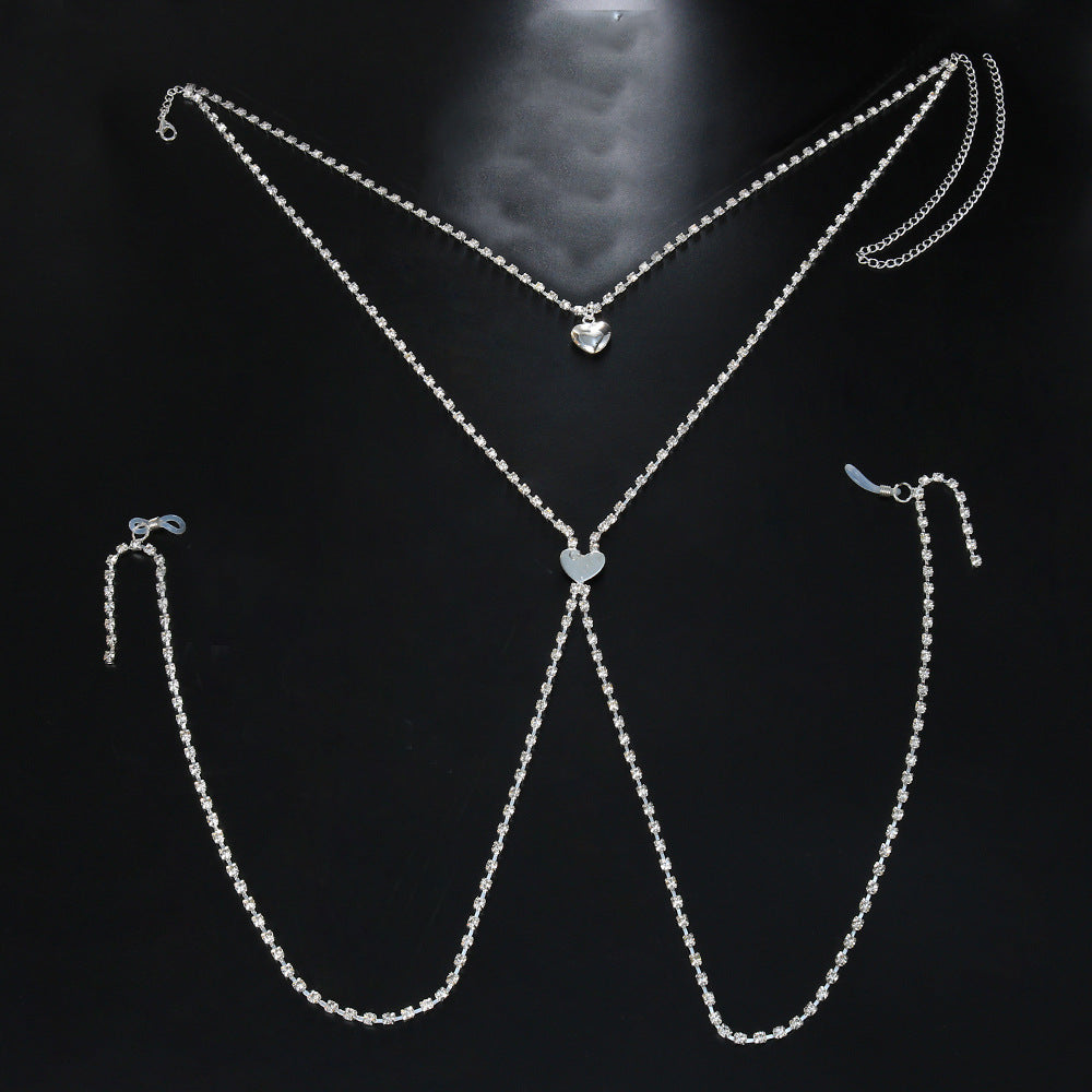 Rhinestone Love Body Chains Accessories