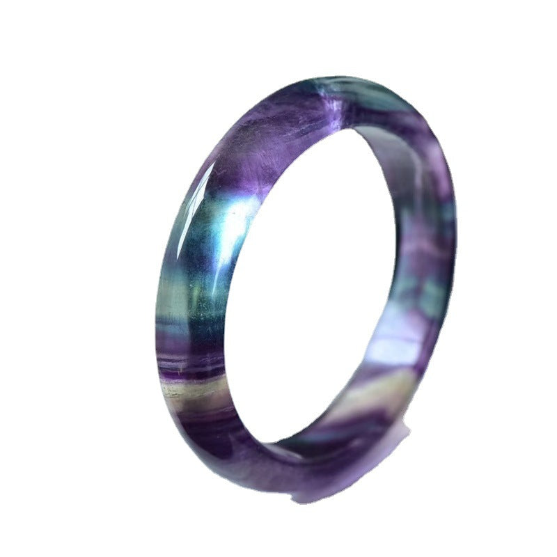 Natural Color Fluorite Bracelet  Iridescence Thousand Layer Pattern Ice Field Stone Amethyst Round Bracelet