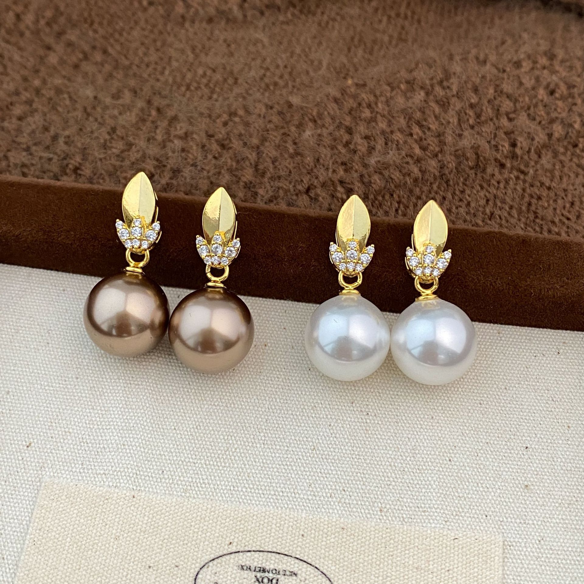 Champagne Pearl Earrings For Women