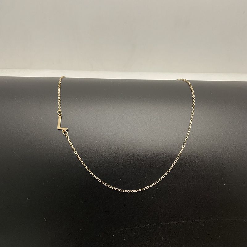 Initial Necklaces For Women, Dainty Gold Letter Necklace 14k Gold Plated Sideways Initial Necklace Cute Name Simple Choker Necklaces For Women Trendy Jewelry Gifts