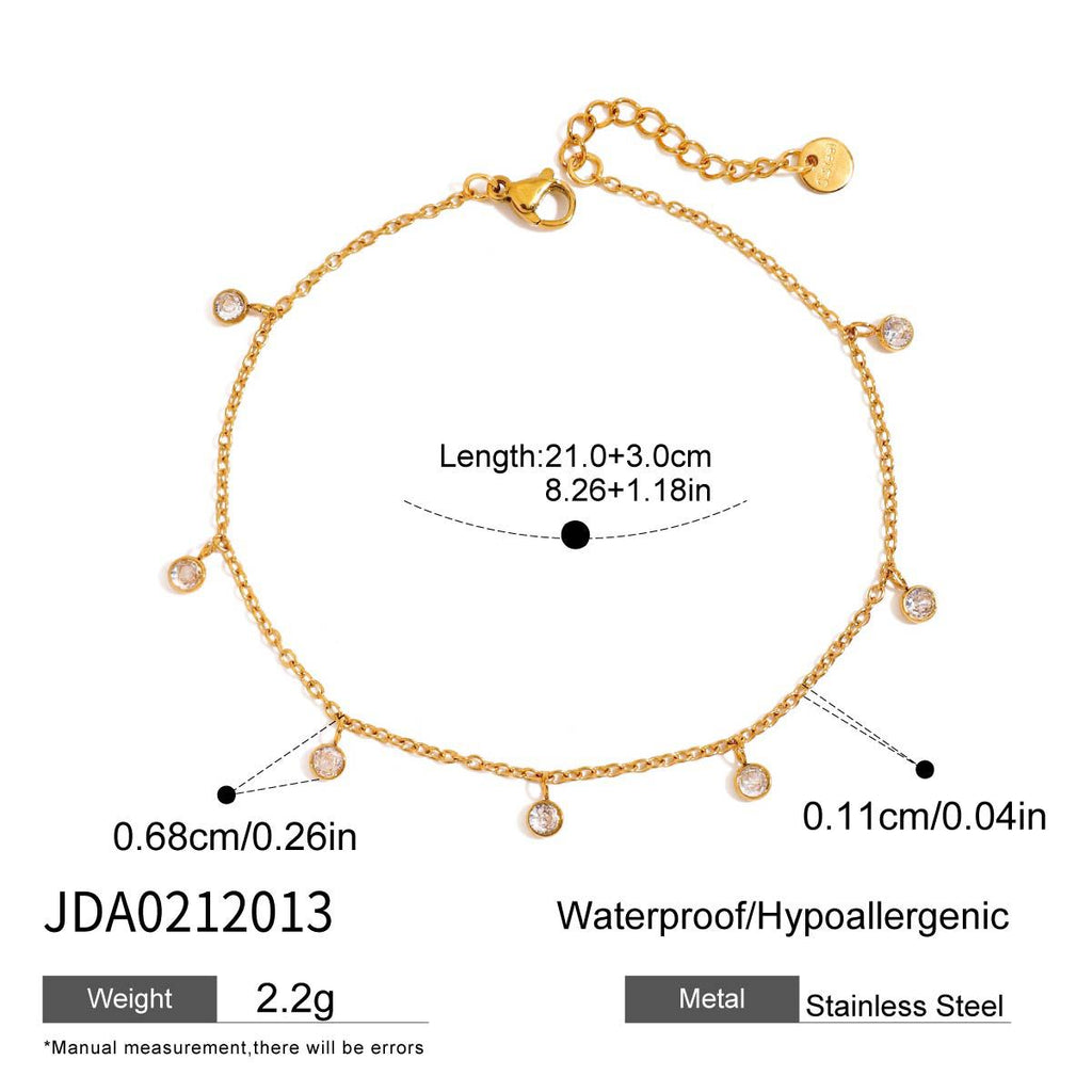 Stainless Steel All-match Zircon Anklet