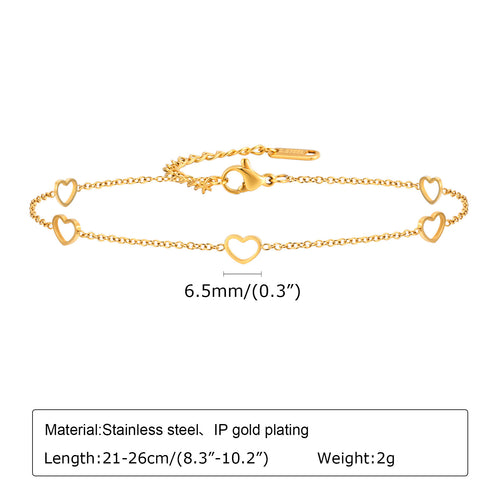 1 Piece Stainless Steel Five Hollow Heart Shaped Love Anklets