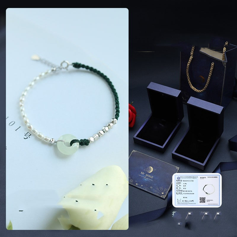 Hotan Jade Sterling Silver Bracelet Girl