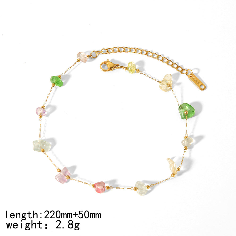 Irregular Natural Stone Stainless Steel Anklets