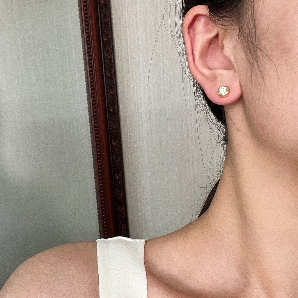 Mozanite Solitaire Stud Earrings For Women