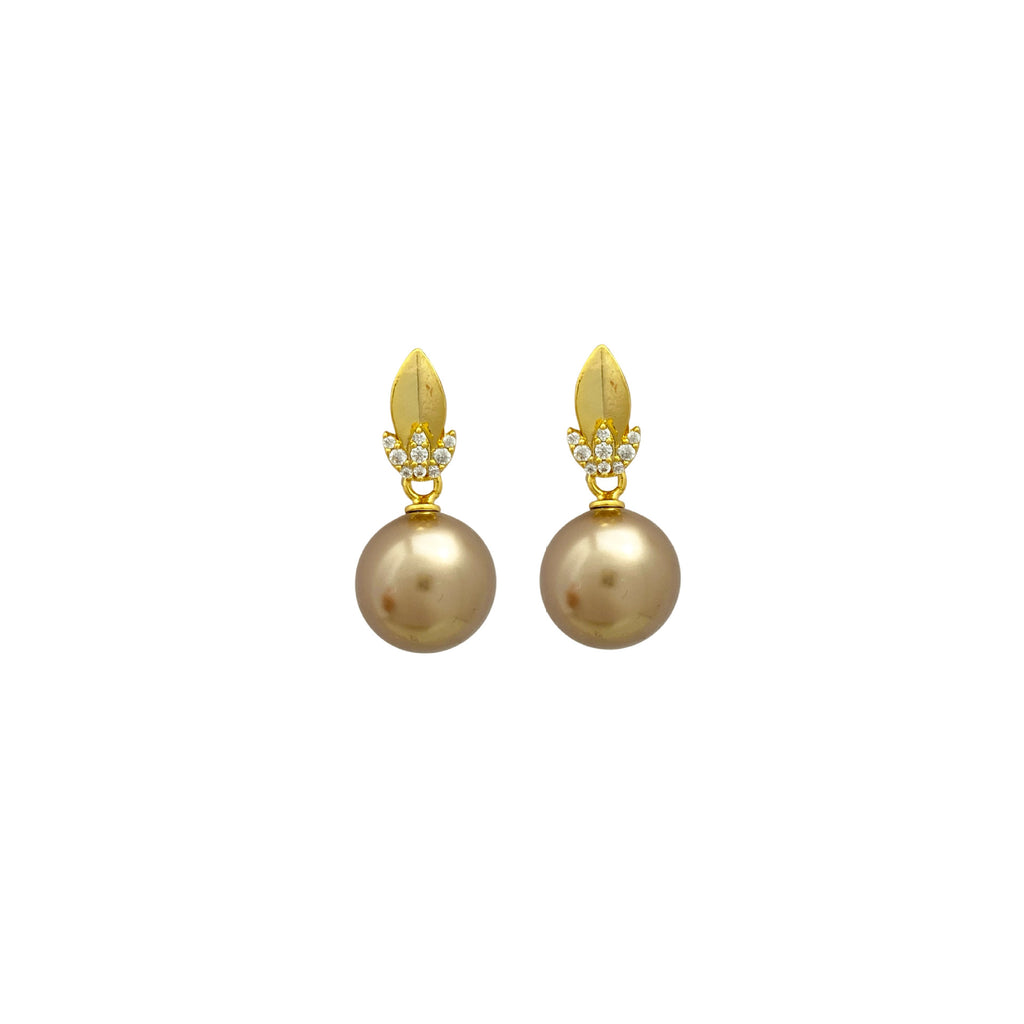 Champagne Pearl Earrings For Women