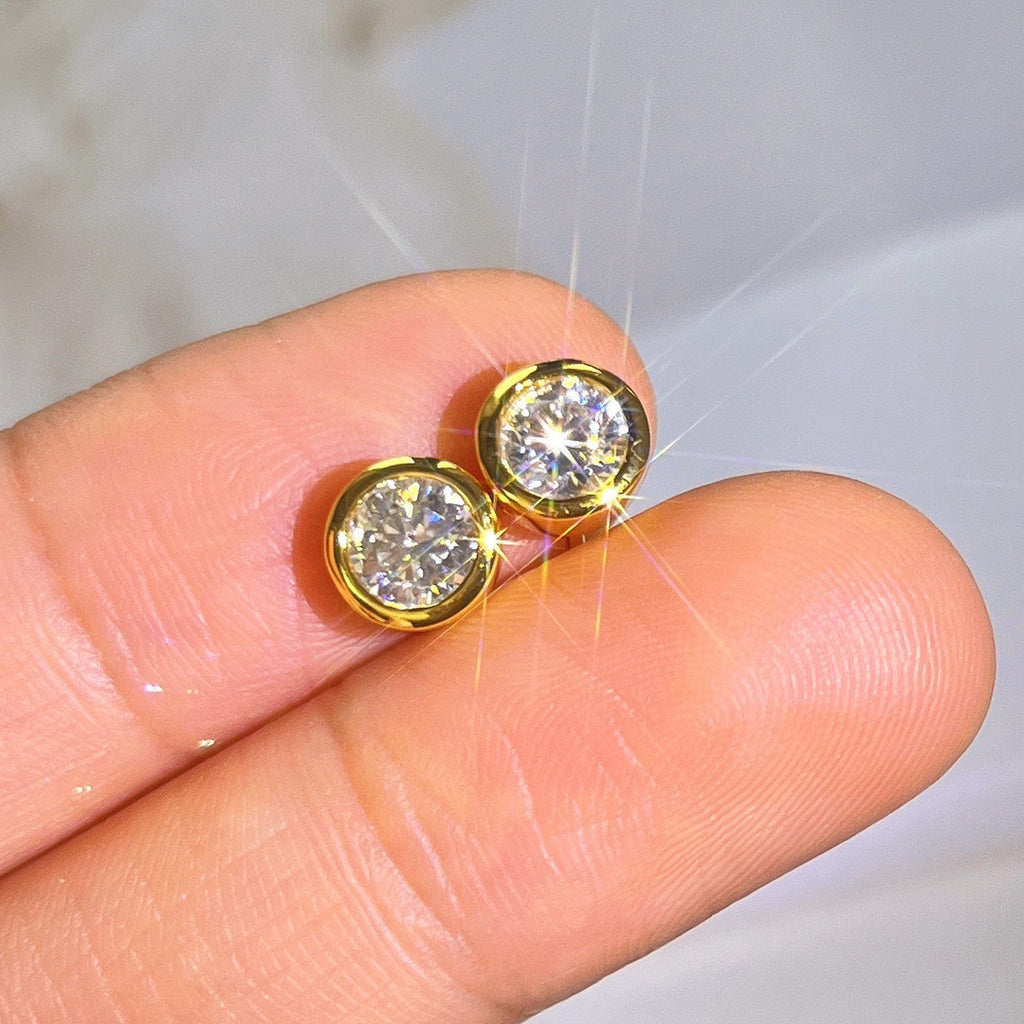 Mozanite Solitaire Stud Earrings For Women