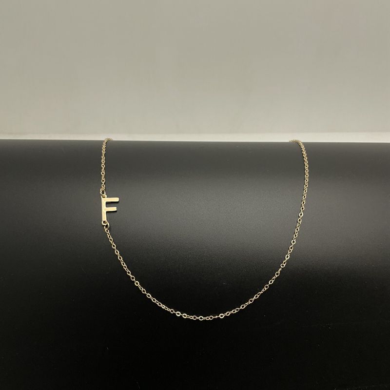 Initial Necklaces For Women, Dainty Gold Letter Necklace 14k Gold Plated Sideways Initial Necklace Cute Name Simple Choker Necklaces For Women Trendy Jewelry Gifts
