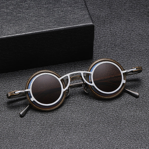 Pure Titanium Small Round-Frame Sunglasses Retro Stylish Shades For Women