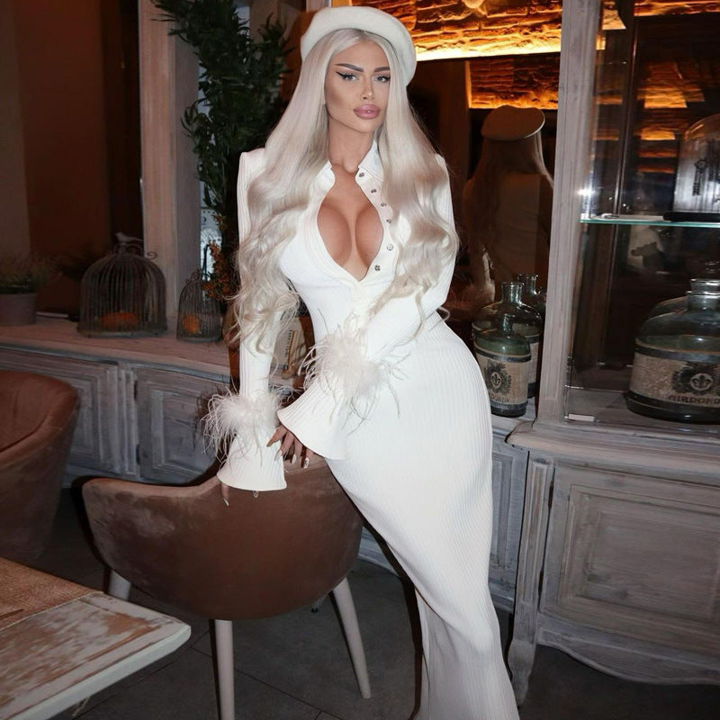 Women's Fashion Temperament Polo Collar Long Dresses