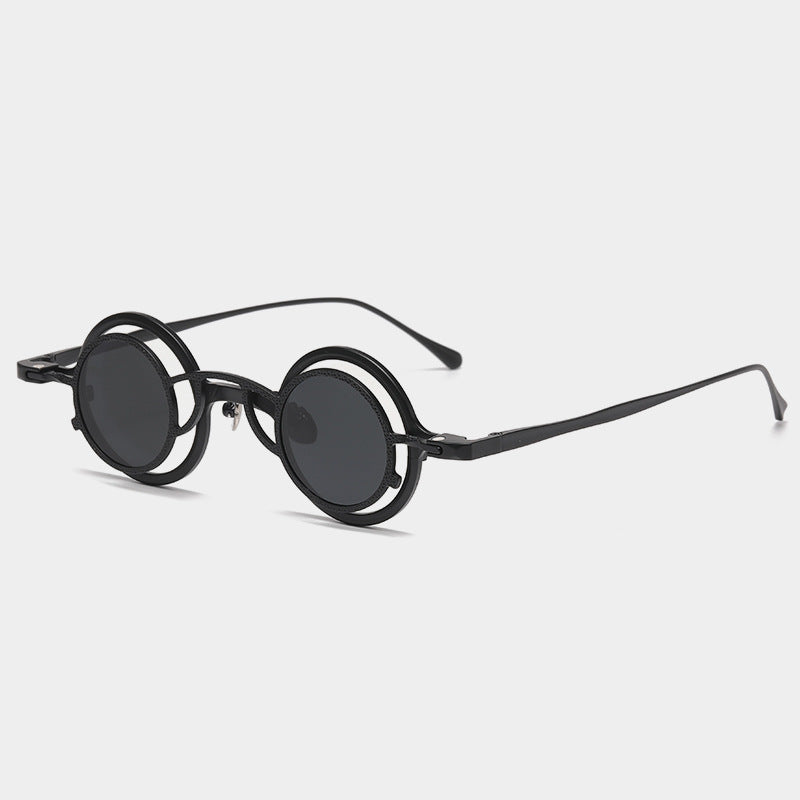 Pure Titanium Small Round-Frame Sunglasses Retro Stylish Shades For Women