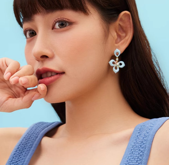 Blue Flower Earrings For Women