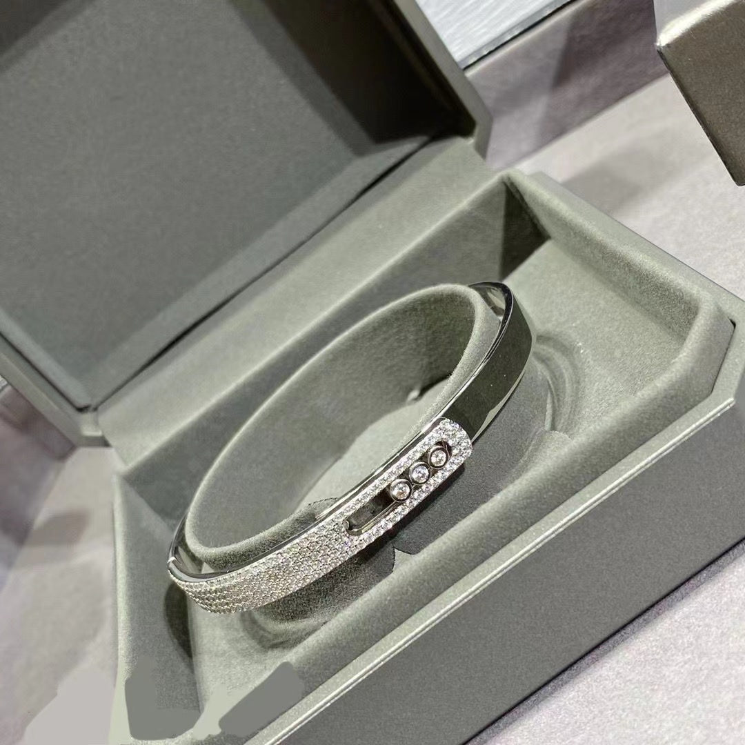 Light Luxury Mobile Sliding Three Diamond Diamond-encrusted Bracelet Female