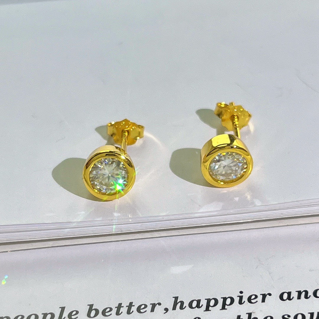 Mozanite Solitaire Stud Earrings For Women