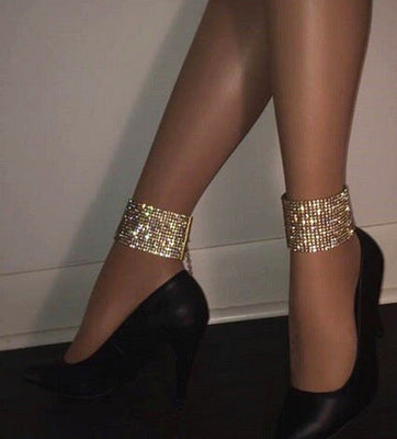 8 Rows Of Sexy Nightclub Flashing Rhinestone Feet Full Of Rhinestone Wide Anklets