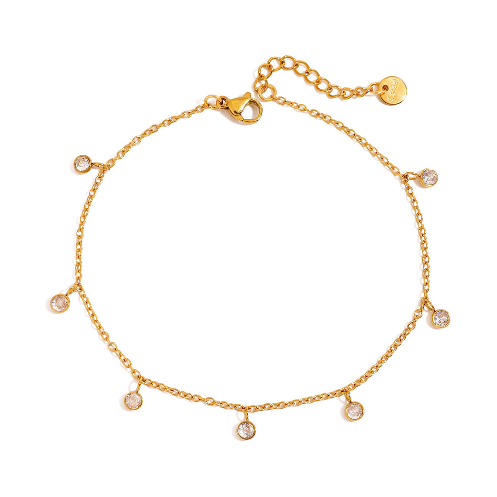 Stainless Steel All-match Zircon Anklet
