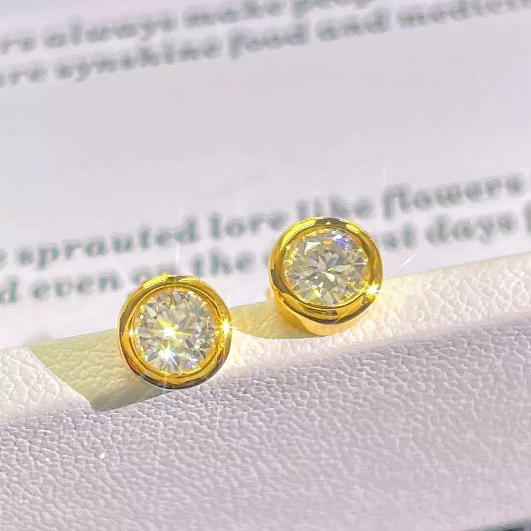 Mozanite Solitaire Stud Earrings For Women