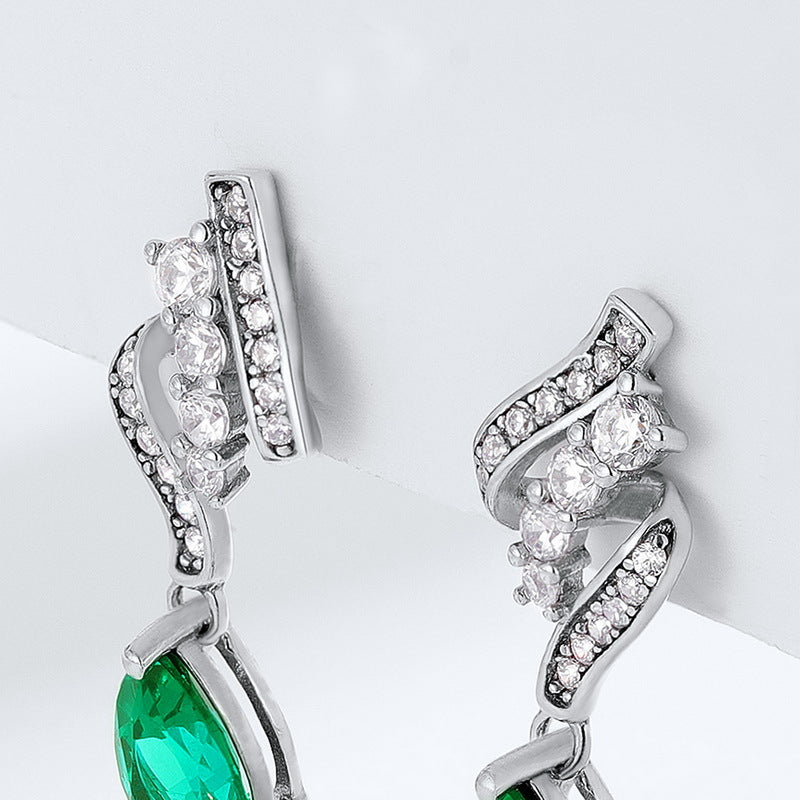 S925 Silver Emerald Earrings For Women