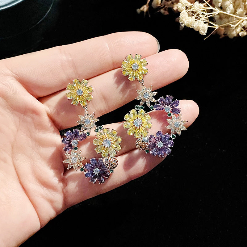 Coloured Zirconia Stud Earrings For Women