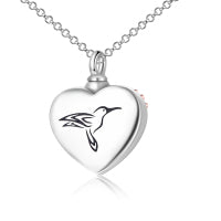 Hummingbird Urn Necklaces for Ashes Sterling Silver Heart Sunflower Cremation Memory Jewelry for Women Men