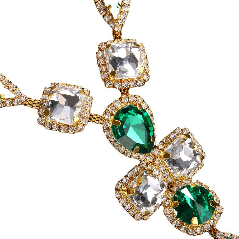 Nightclub Rhinestone Body Chains Lady Sexy Lvzuan Drop-shaped T-back