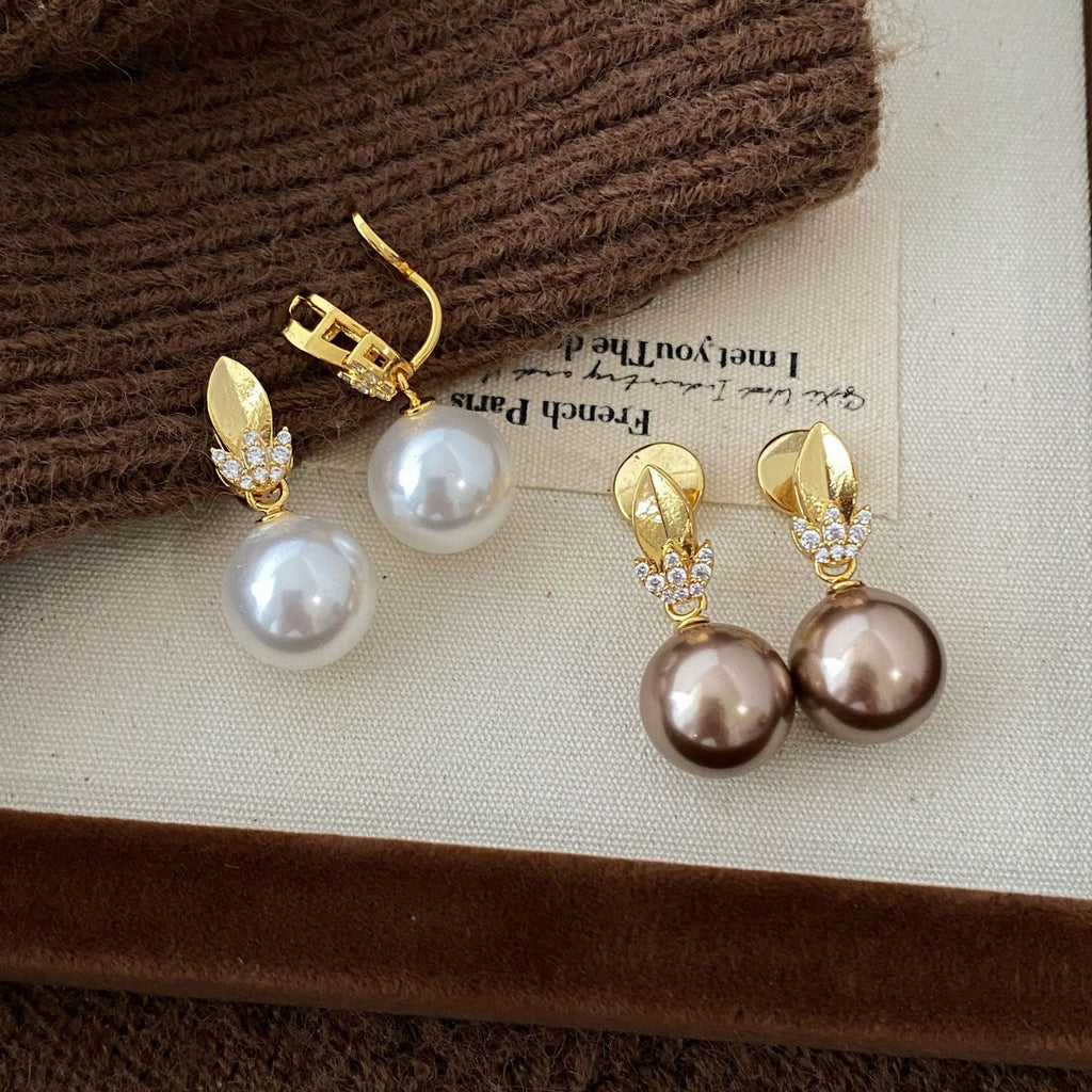Champagne Pearl Earrings For Women