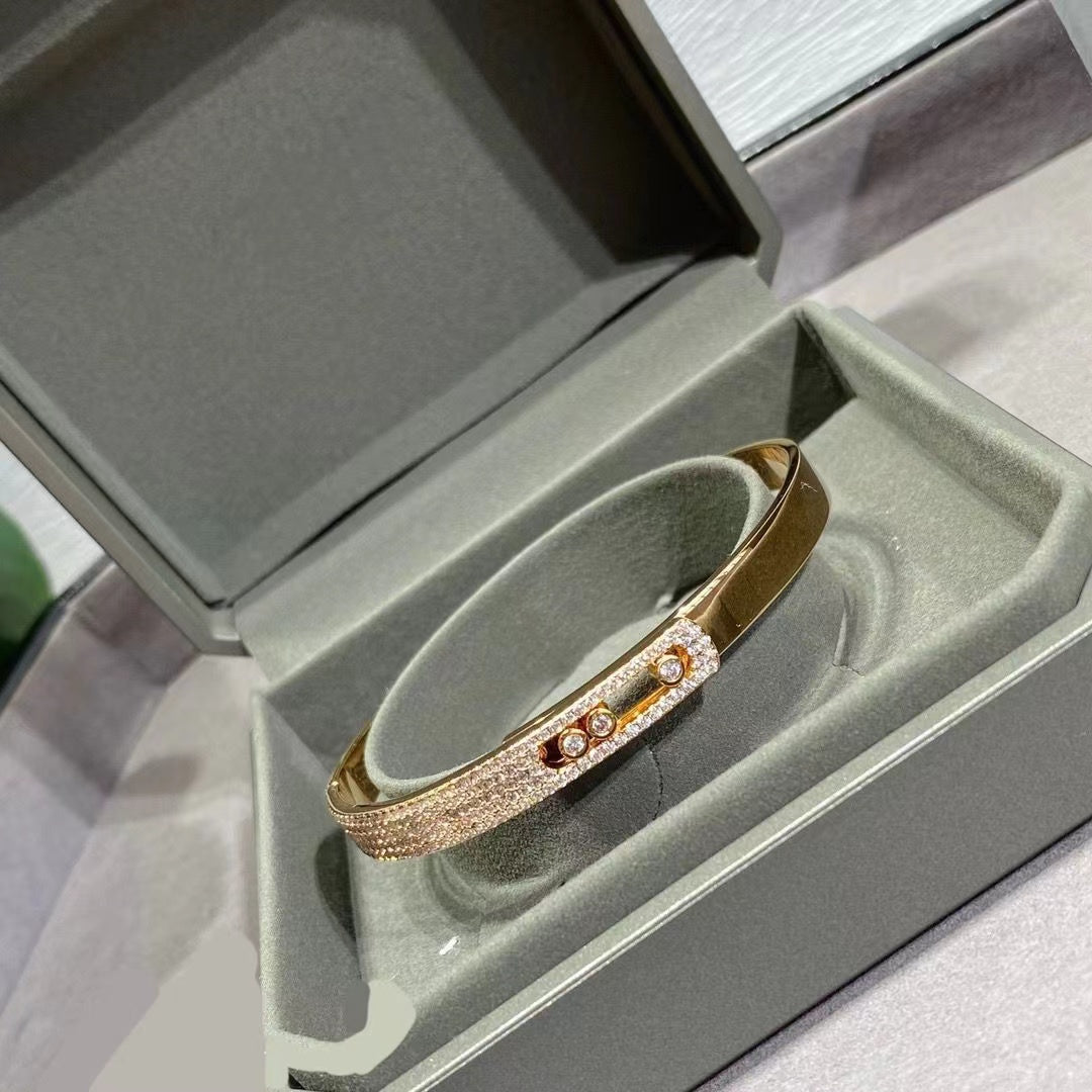 Light Luxury Mobile Sliding Three Diamond Diamond-encrusted Bracelet Female